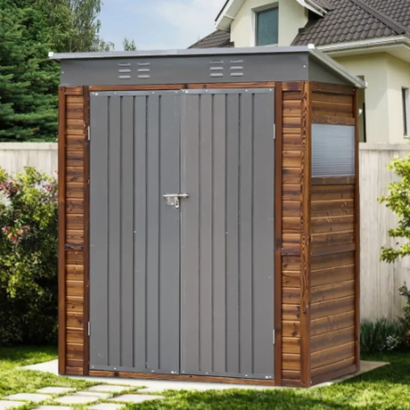 

3x5FT Iron Wood Combination Tool Shed A Perfect Blend Of Nature And Functionality