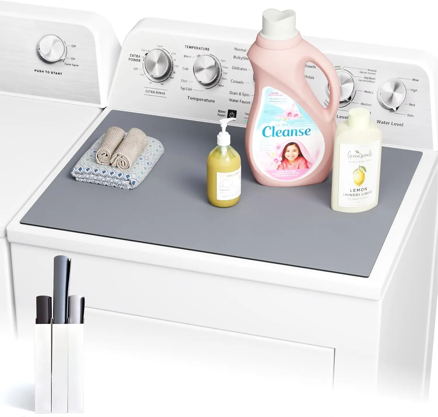 

25.5''x17.5'' Non-Slip Laundry Countertop Mat for Top Load Washer Dryer, Dark Gray