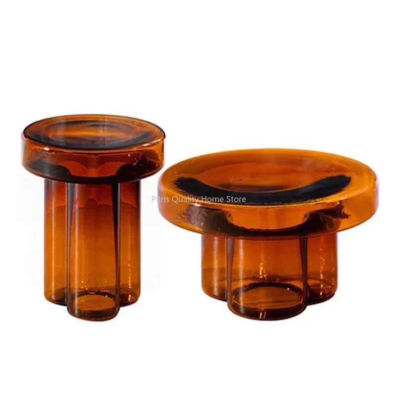 Nordic Light Luxury Glass Coffee Table Creative Petal Shape Living Room Combination Coffee Table Modern Creative Furniture image 5