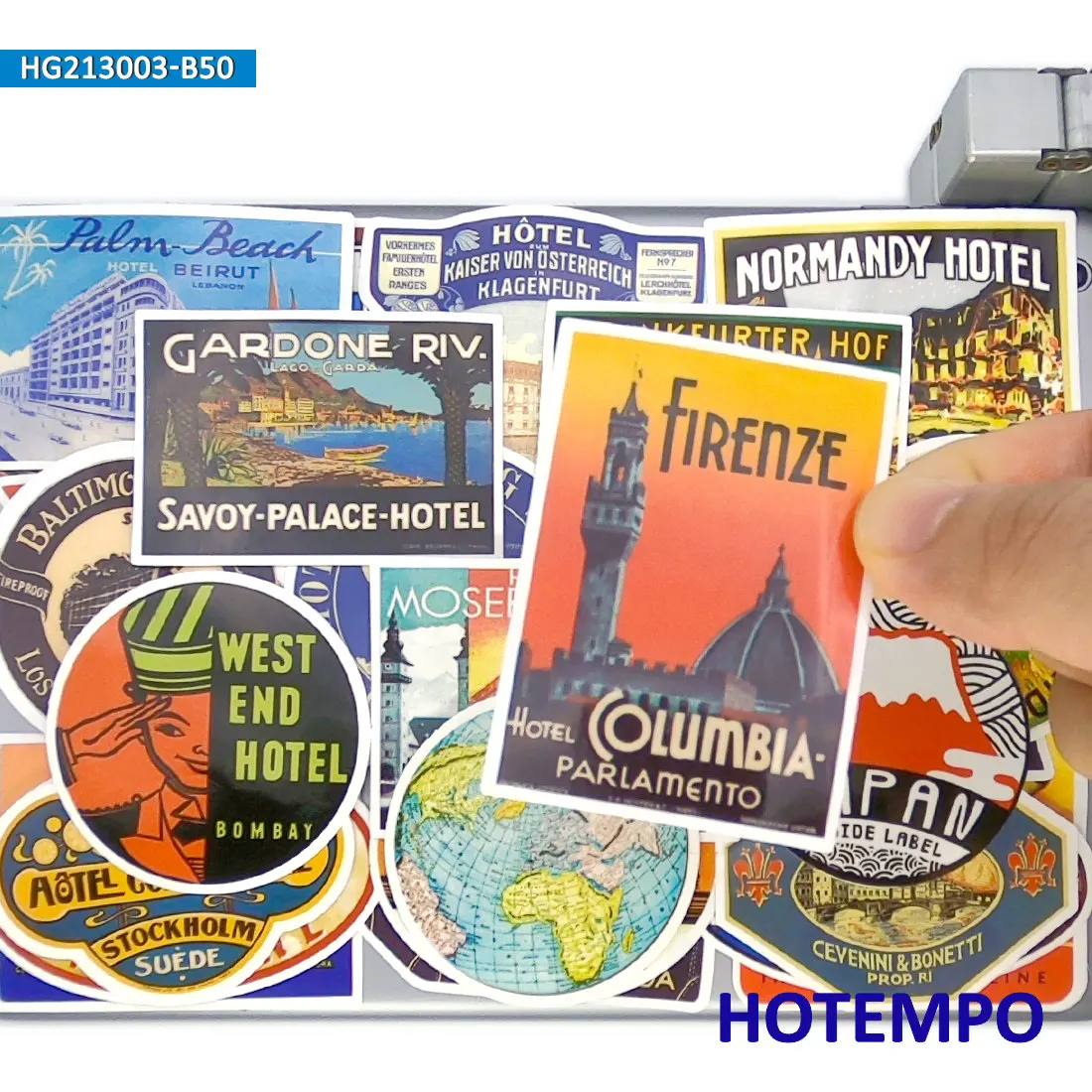 20/30/50Pieces Retro Hotel Poster Old Style Cityscape Travel Stickers for Phone Luggage Skateboard Motorcycle Car Laptop Sticker