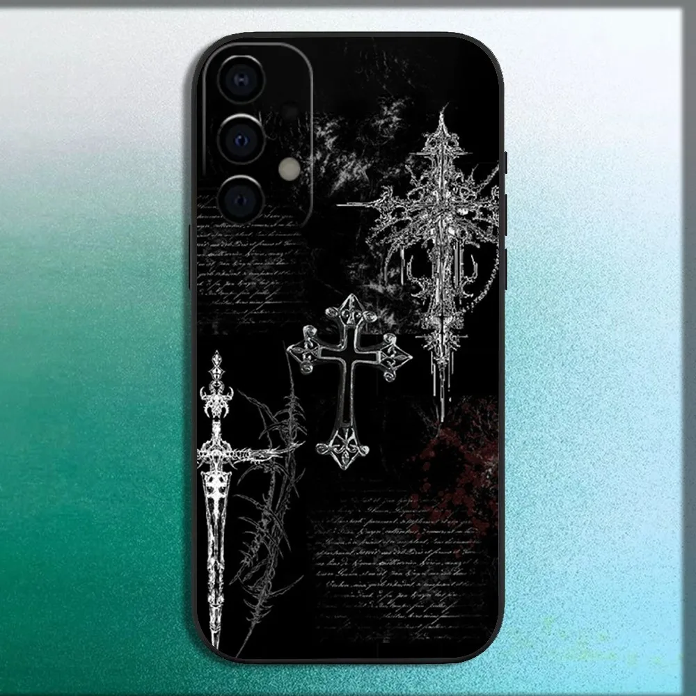 Cool Cyber Sigil Cross Phone Case For Samsung Galaxy A13,A21s,A22,A31,A32,A52,A53,A71,A80,A91 Soft Black Cover