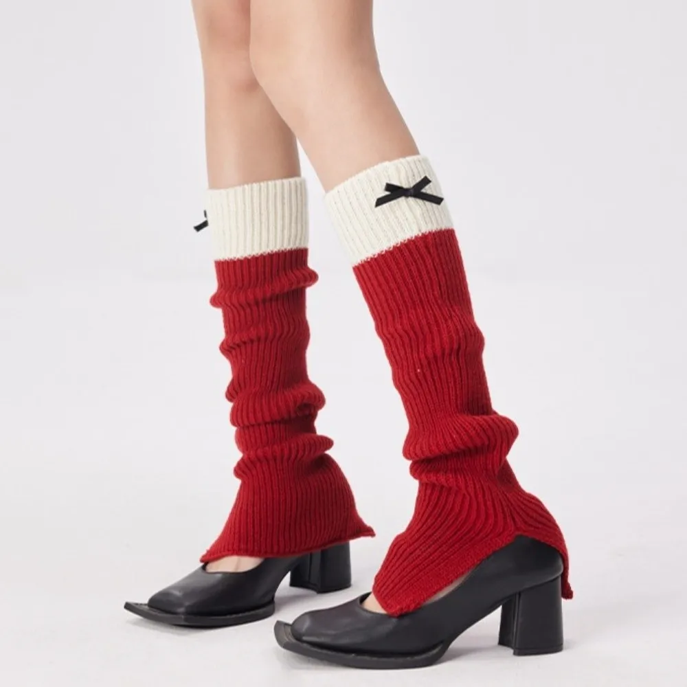 

Knit Weave Red New Year Leg Warmers Chinese New Year Zodiac Year Socks Lolita Boots Cover 36/38/43cm Good Luck Long Tube Sock JK