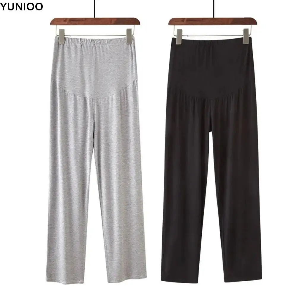 

High Waist Pregnancy Trousers Plus Size Modal Women's Maternity Pants Breathable Soft Texture Pregnant Belly Pants Home Wear