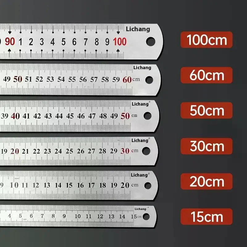15/20/30/40/50/60 センチメートルステンレス鋼金属直線定規家庭用学校用精密測定ツール描画ツール用品