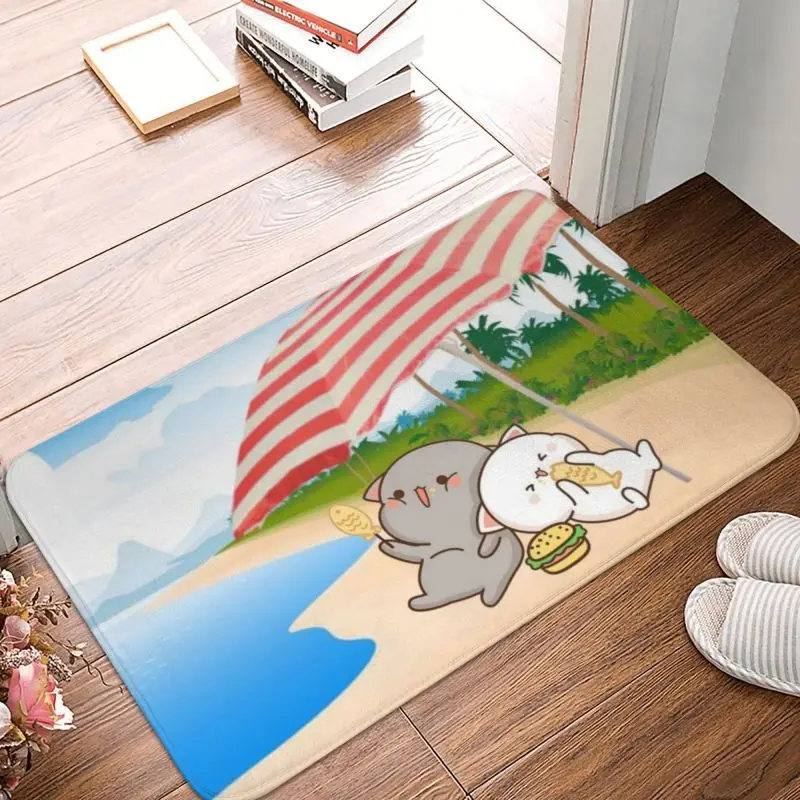 

Custom Peach And Goma Mochi Cat Doormat Non-Slip Entrance Bath Kitchen Floor Door Mats Living Room Carpet Rug