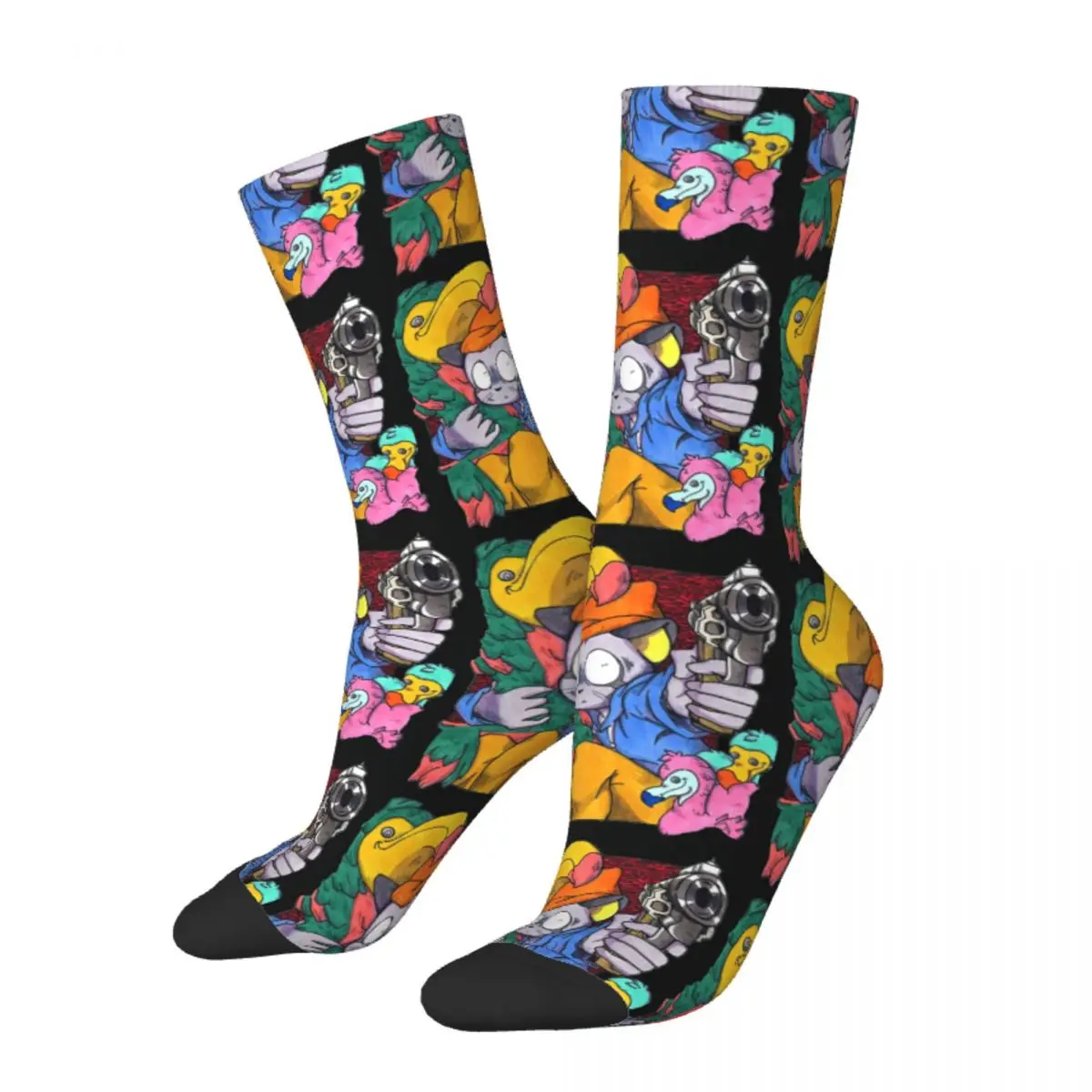 Funny Crazy Sock for Men Tanaka Holding On Dodos Hip Hop Vintage Odd Taxi Happy Quality Pattern Printed Boys Crew Sock