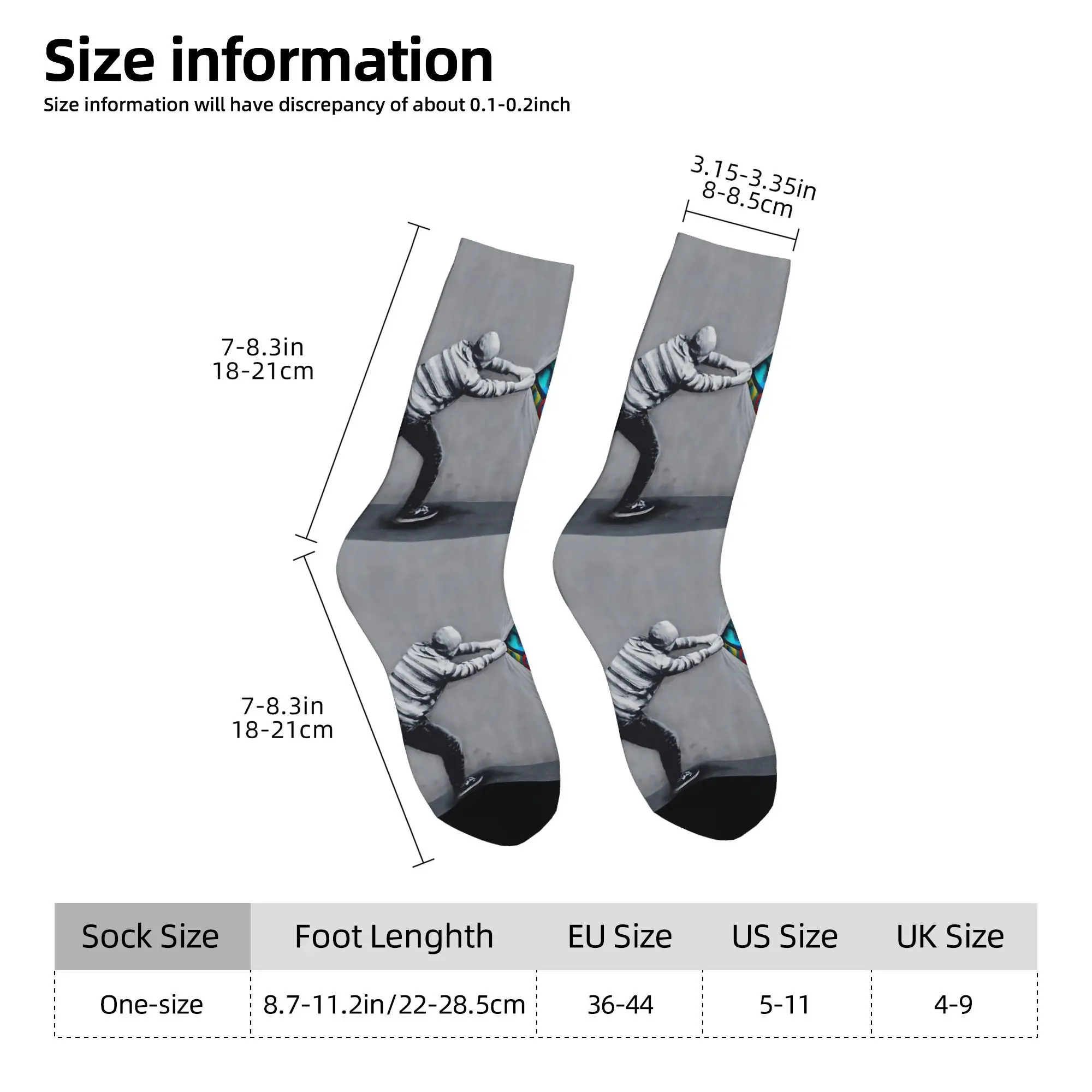 1pc Graffiti Hearts Spray Paint Art Printed Men's Socks  Novelty Hip Hop Harajuku Pattern Crew Sock Casual Gift