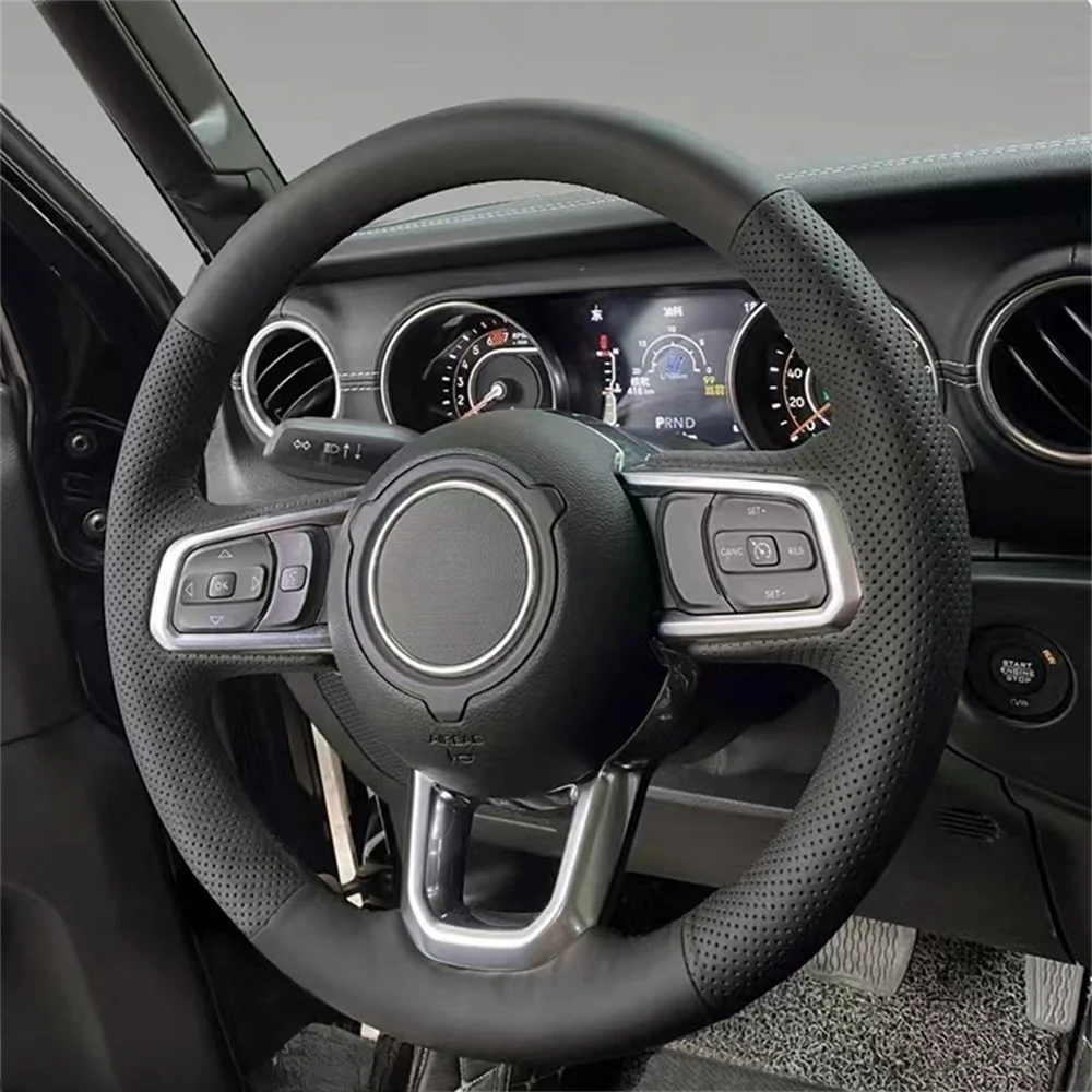 غطاء عجلة قيادة من الجلد المايكروفايبر ، إكسسوارات سيارة ، جودة عالية ، تصنعها بنفسك ، بوصلة جيب ، رانجلر ، روبيكون ، باتريوت ، رينيجيد