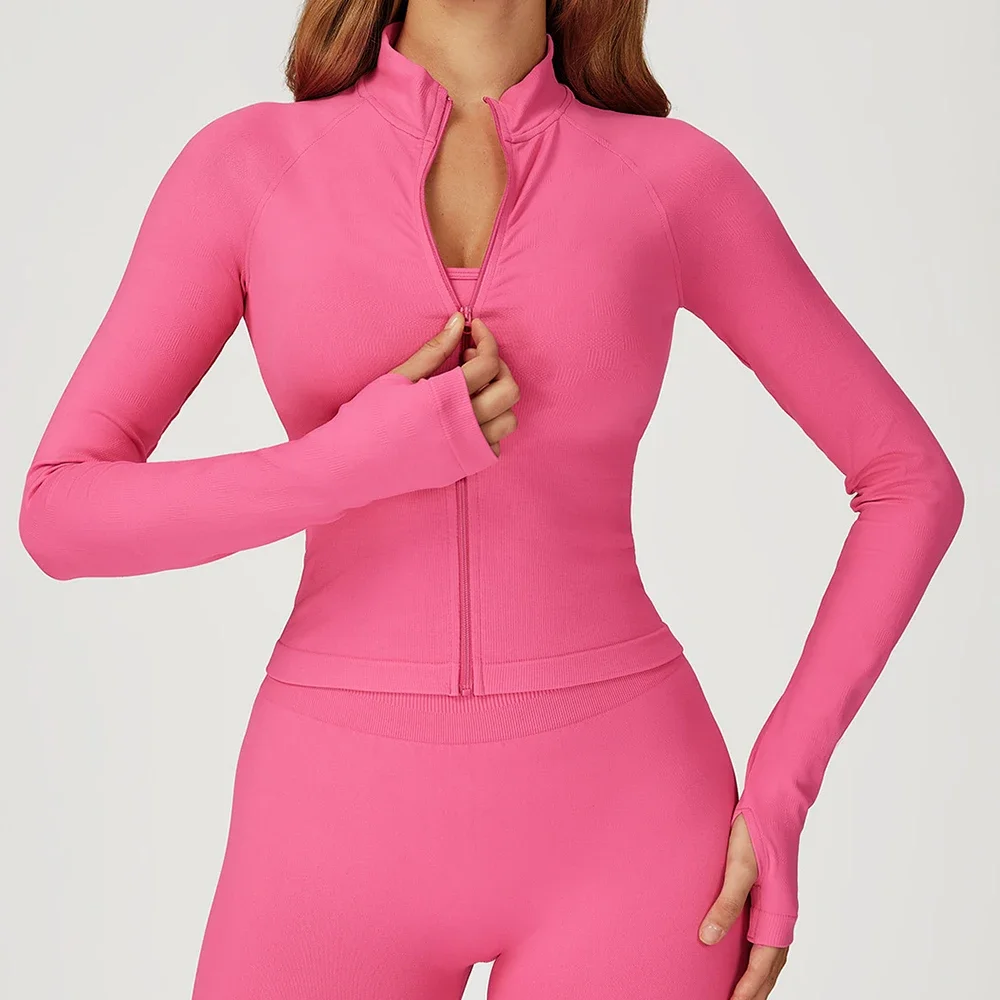 

Бесшовная женская футболка с длинными рукавами для бега на открытом воздухе и фитнеса, топ для йоги, рубашка для йоги с длинными рукавами, спортивная куртка с эффектом пуш-ап