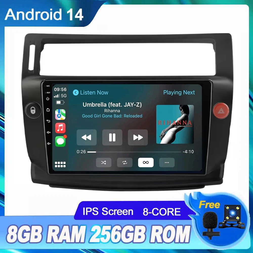 

9INCH Android 14 Car Radio Multimedia Video Player for Citroen C4 C-Triomphe C-Quatre 2004-2013 2014 Navigation Carplay 4G+wifi