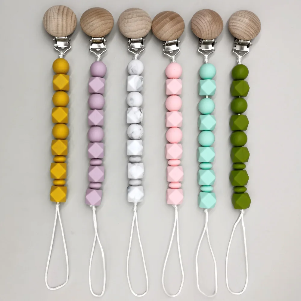 

New Baby Anti-drop Chain Newborn Pacifier Clips Silicone Beads Infant Nipple Soother Chains Clip Dummy Nipple Holder