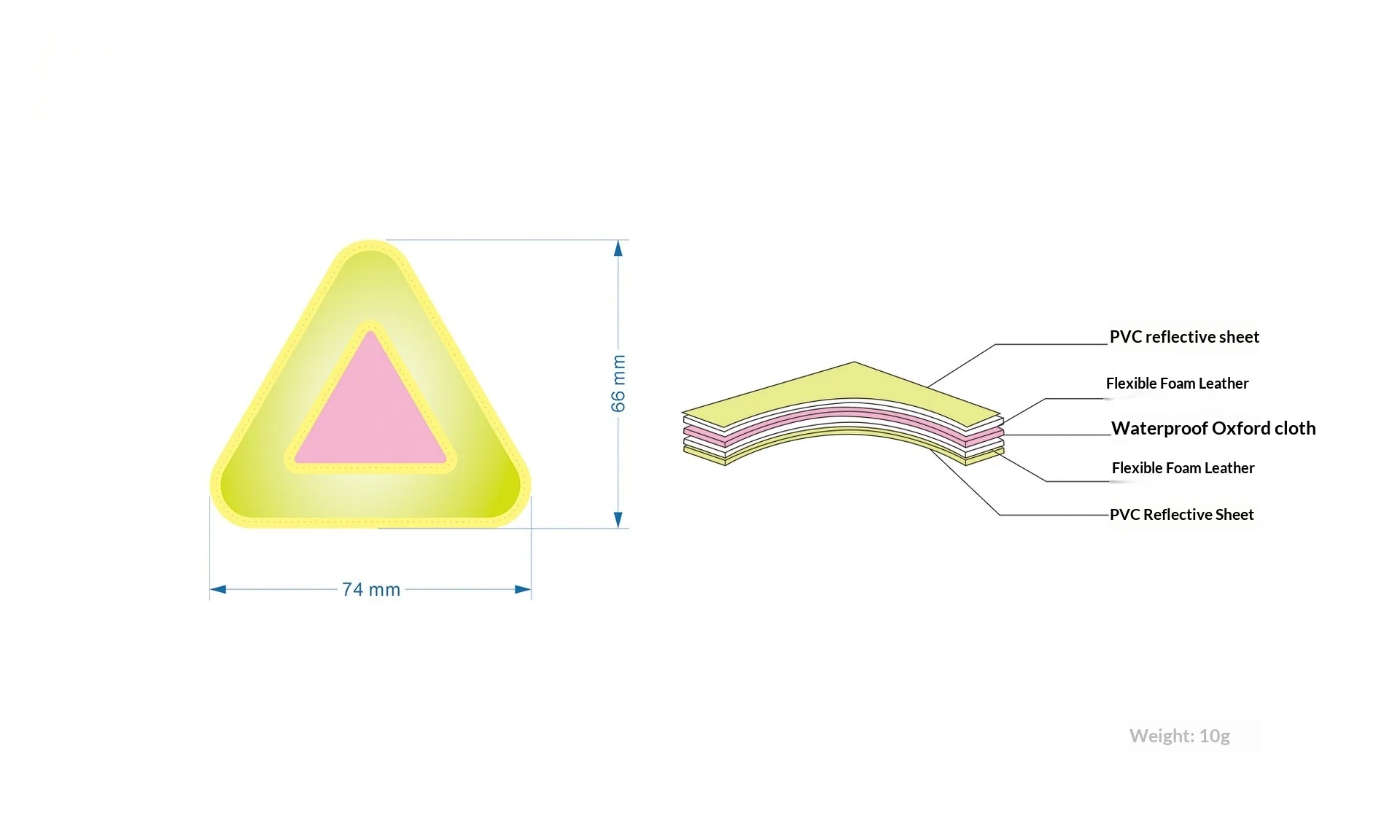 Multifunktionales elastisches reflektierendes Dreiecksschild, Fahrradsattel-Hängereflektor, Sicherheitswarnetikett für Nachtfahrten zur Sicherheit. – Detail 2