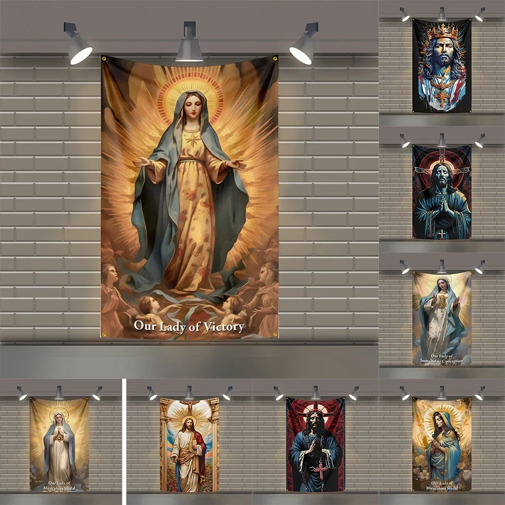 3x5 Ft Virgin Mary Our Lady of Guadalupe Jesus Flag Polyester Printed Auto 3I M Flags for Room garage Decor Home Family alexa