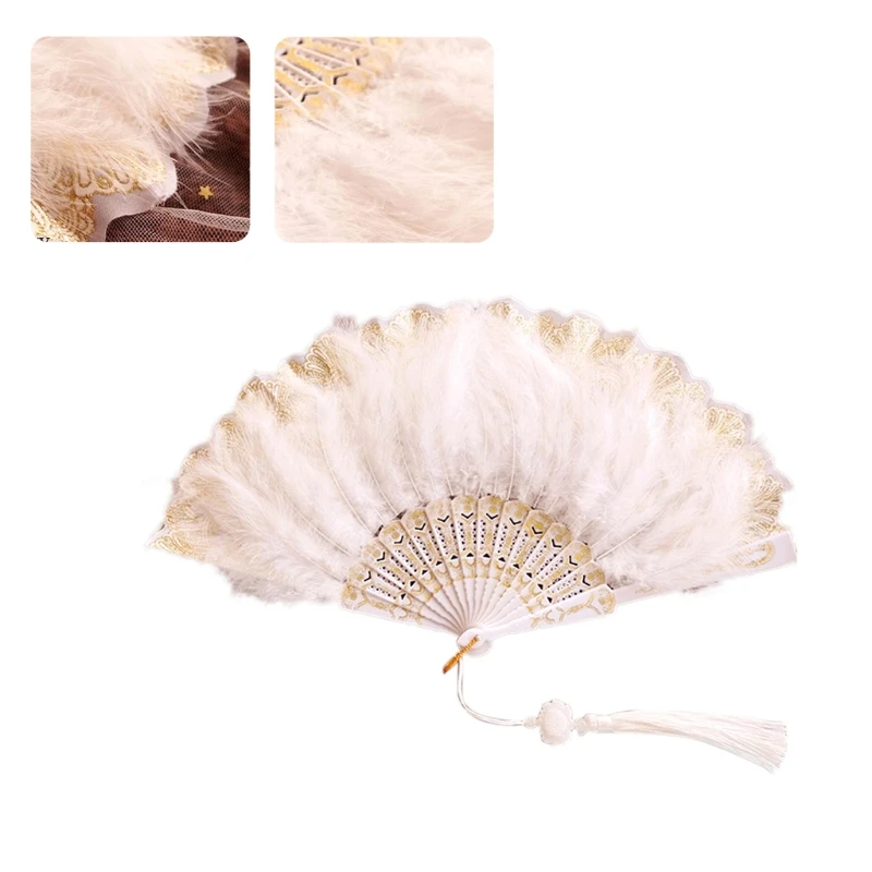 1 pz giapponese Lolita nero bianco ventaglio pizzo goffrato fiore bomboniere ventagli pieghevoli ventaglio Tea Party ventilatore di piume