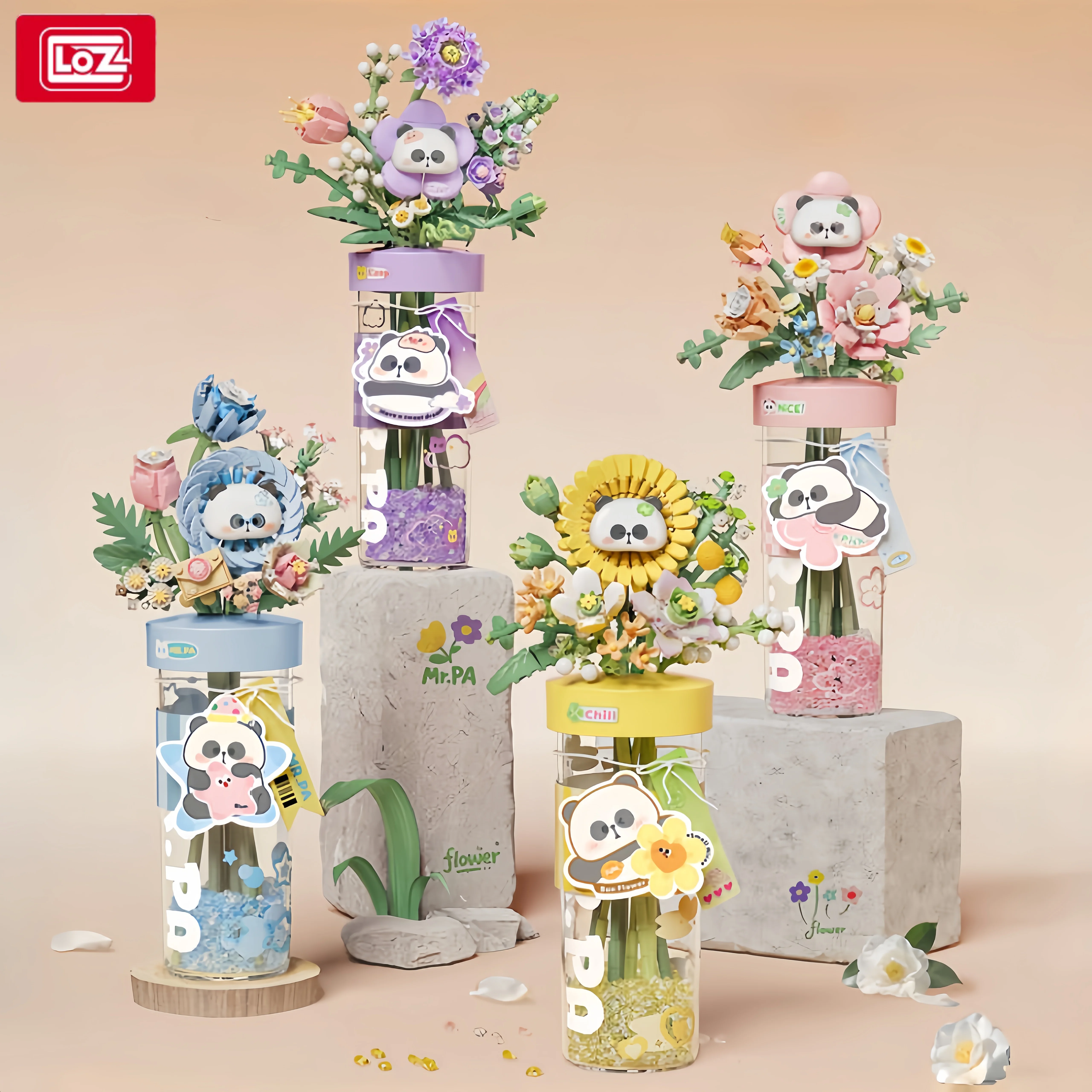 

Immortal Flower Building Blocks Aromatherapy Flower Panda Home Small Grain Children's Assembly Toy Model Room Ornament Gift