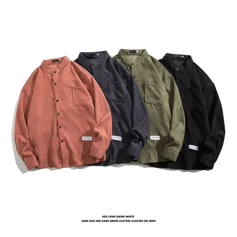 

Осенне-зимняя плотная вельветовая куртка с длинным рукавом для мужчин, повседневная свободная винтажная рубашка, парная куртка для отдыха и работы