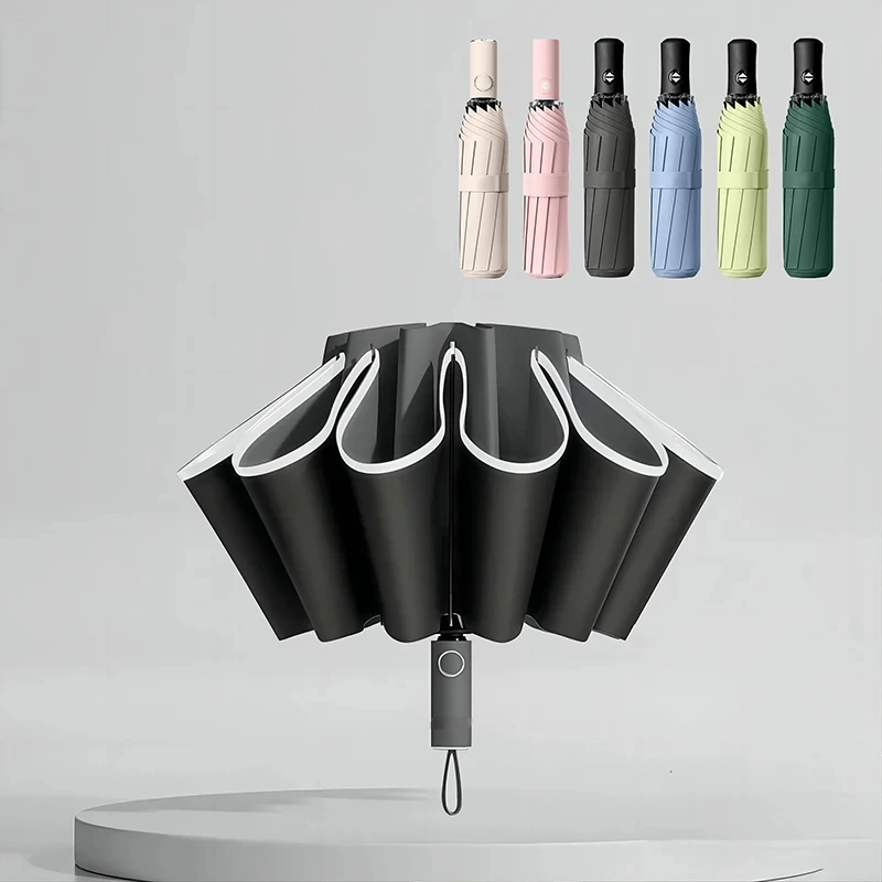 

Fully Automatic Reverse Folding Umbrella with Windproof Reflective Stripe UV Umbrellas