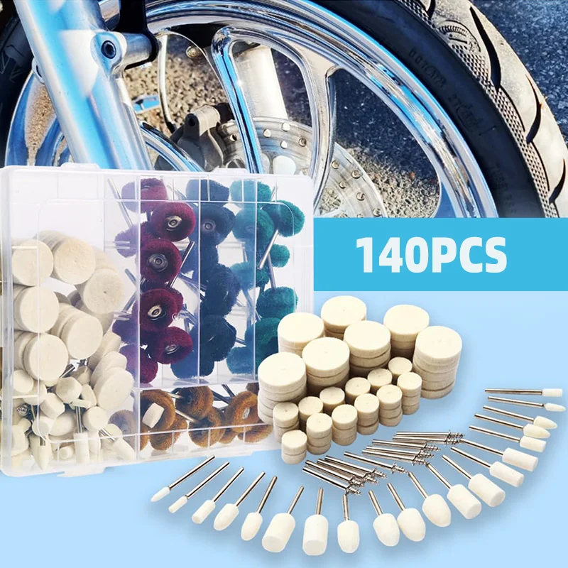 

140 шт. Набор для полировки с хвостовиком 1/8 дюйма | Абразивные полировальные круги для аксессуаров для вращающихся инструментов | Полировальные насадки по металлу, дереву,