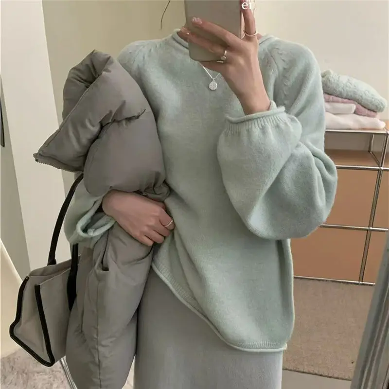 

Autumn Winter Korean New Loose Simple Elegant Sweater round Neck Sleeveless Laid-back Style Oversized Soft Cozy Knitwear Gentle