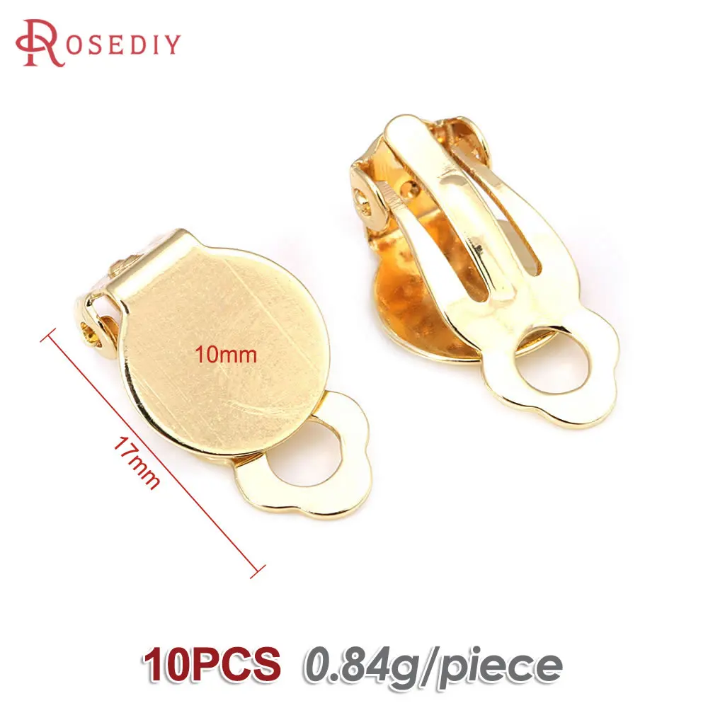 18K Goud Kleur Platte Maat 9MM 10MM 12MM 15MM 16MM 18MM Messing Platte Stok oorbellen Clip Diy Sieraden Maken Oorbellen Accessoires