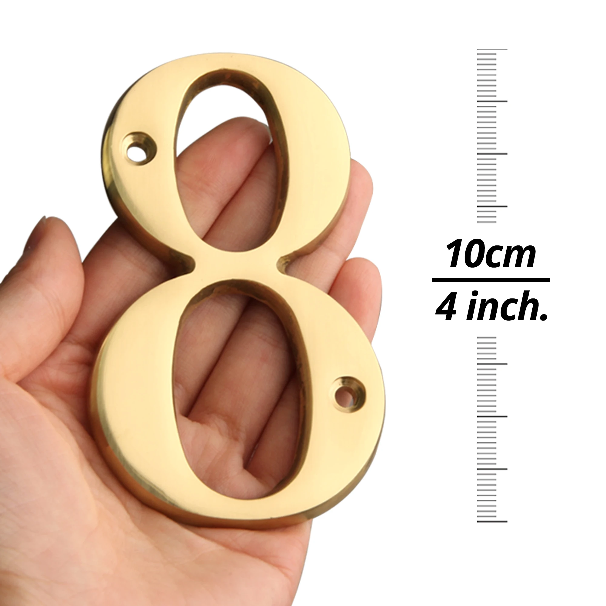 1pc 101mm Brass House Number Outdoor 4 inch Metal Letter Apartment Door Number Mailbox Address Sign #0-9 With Screws