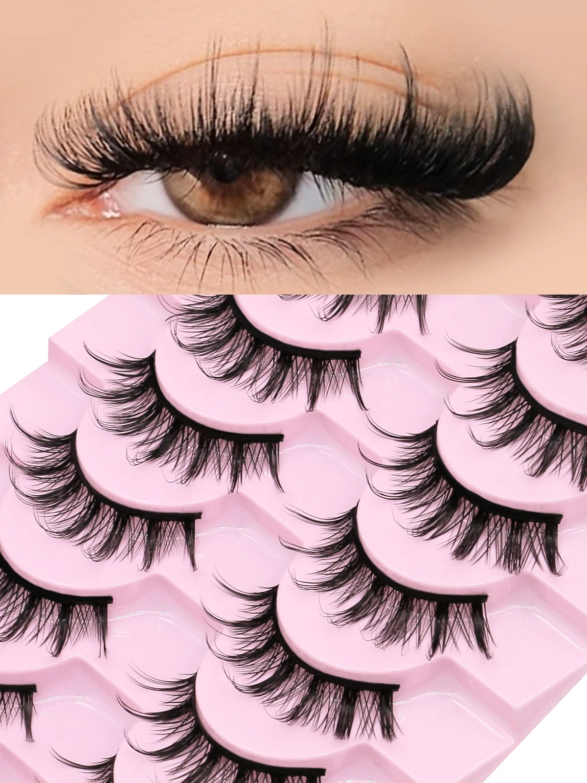 Lasvirey Pestañas postizas naturales de manga, pestañas de ojo de gato, suaves, naturales, largas, rizadas, 3D, extensión de pestañas de visón sintético, maquillaje