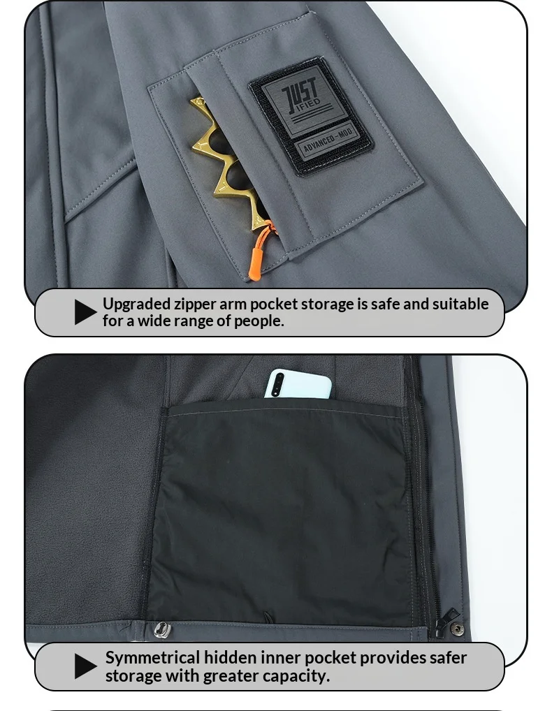 Unisex Fleece-gefütterter Wind- und Wasserdichter Herbst-Winter-Outdoor-Kletteranzug Taktische Arbeitskleidung Zweiteiliges Set für Männer und Frauen – Detail 16