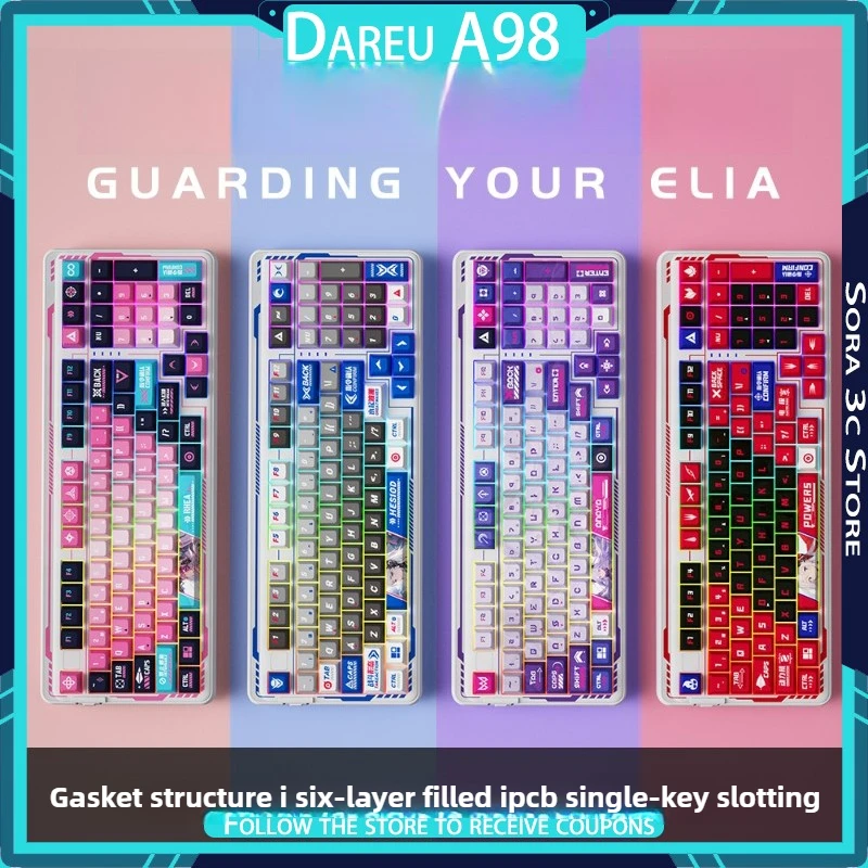 

Беспроводная механическая клавиатура Dareu A98, профессиональная версия, прокладка, структура, эргономика, индивидуальная офисная игровая клавиатура