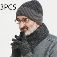 3Pcs/set Fashion Trend Scarf Hat Glove For Men And Women Winter Luxury Knitted Thickened Warm Three Piece Set Accessories Gifts