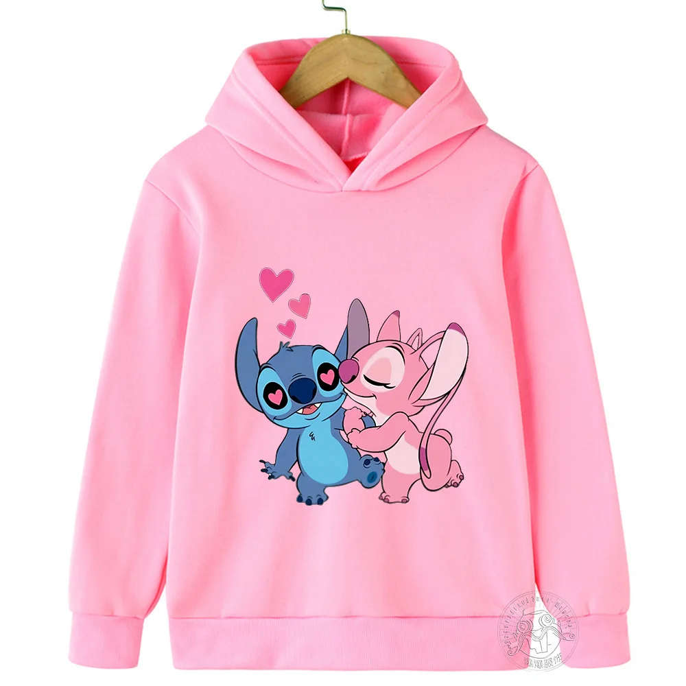 90s Y2k Anime Disney Stitch Hoodie Girls Children Cartoon Clothes Kid Boys Lilo Stitch Sweatshirt Manga Hoody Baby Casual Top