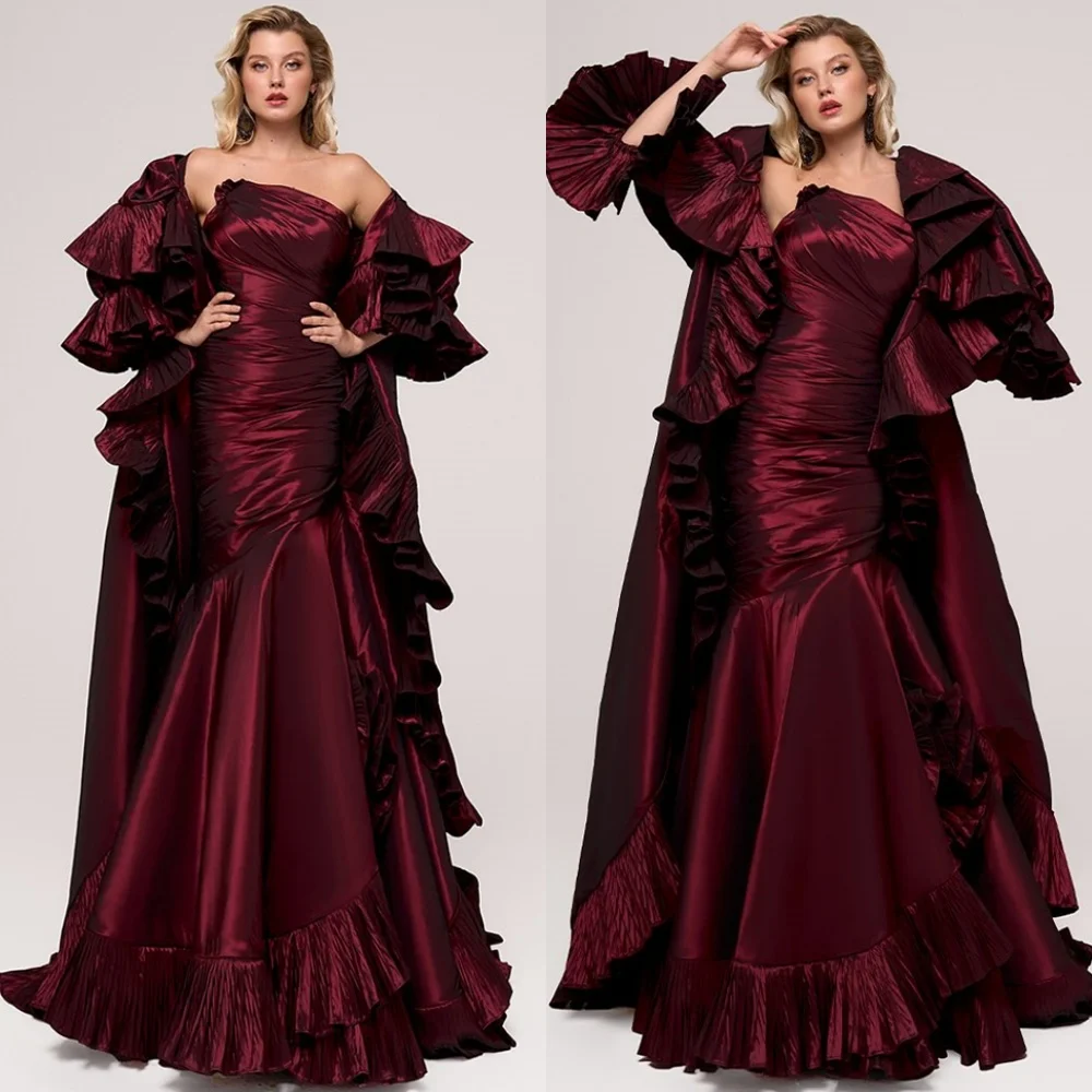 

Простое атласное вечернее платье русалки по индивидуальному заказу, современное платье без бретелек с длинными рукавами, роскошное платье для выпускного вечера для особых случаев G