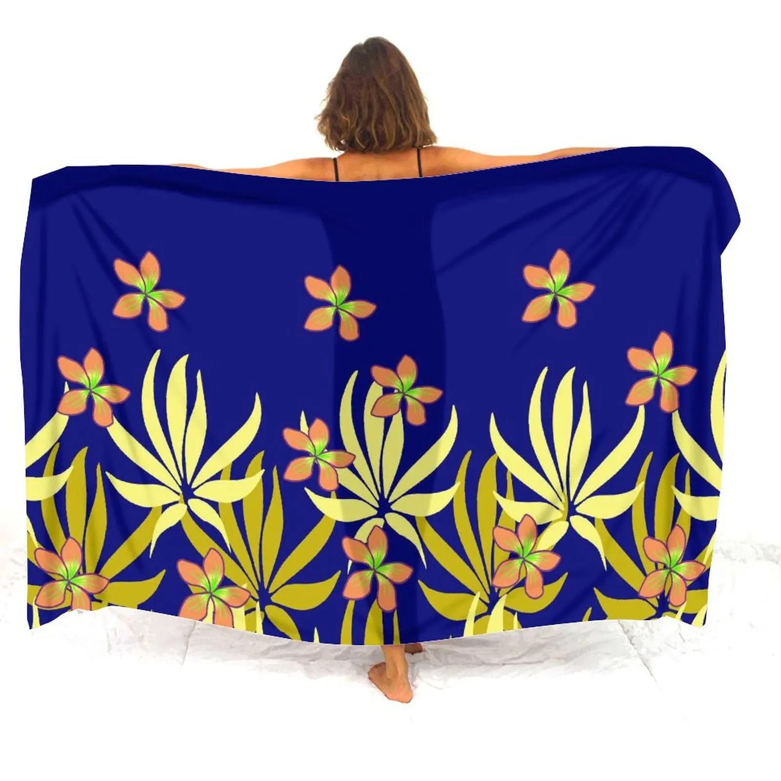 2024 New Soft Comfort Fabric Custom Sarong Beach Covered In Sexy Bikini One-Piece Coat Polynesian Print Women'S Drape