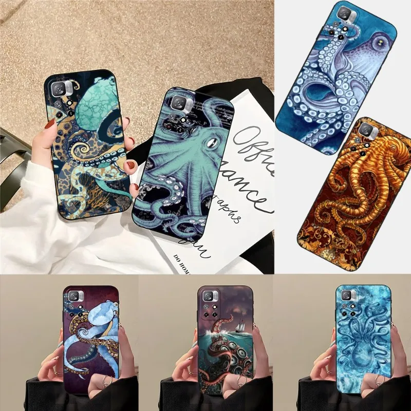 Стимпанк Осьминог винтажный Kraken Phone Чехол 2023 горячая Распродажа для Redmi Note 11 11S 10 10S 9S 8T 7 8 8A 9 9A 9C 9T 10 10X черный чехол