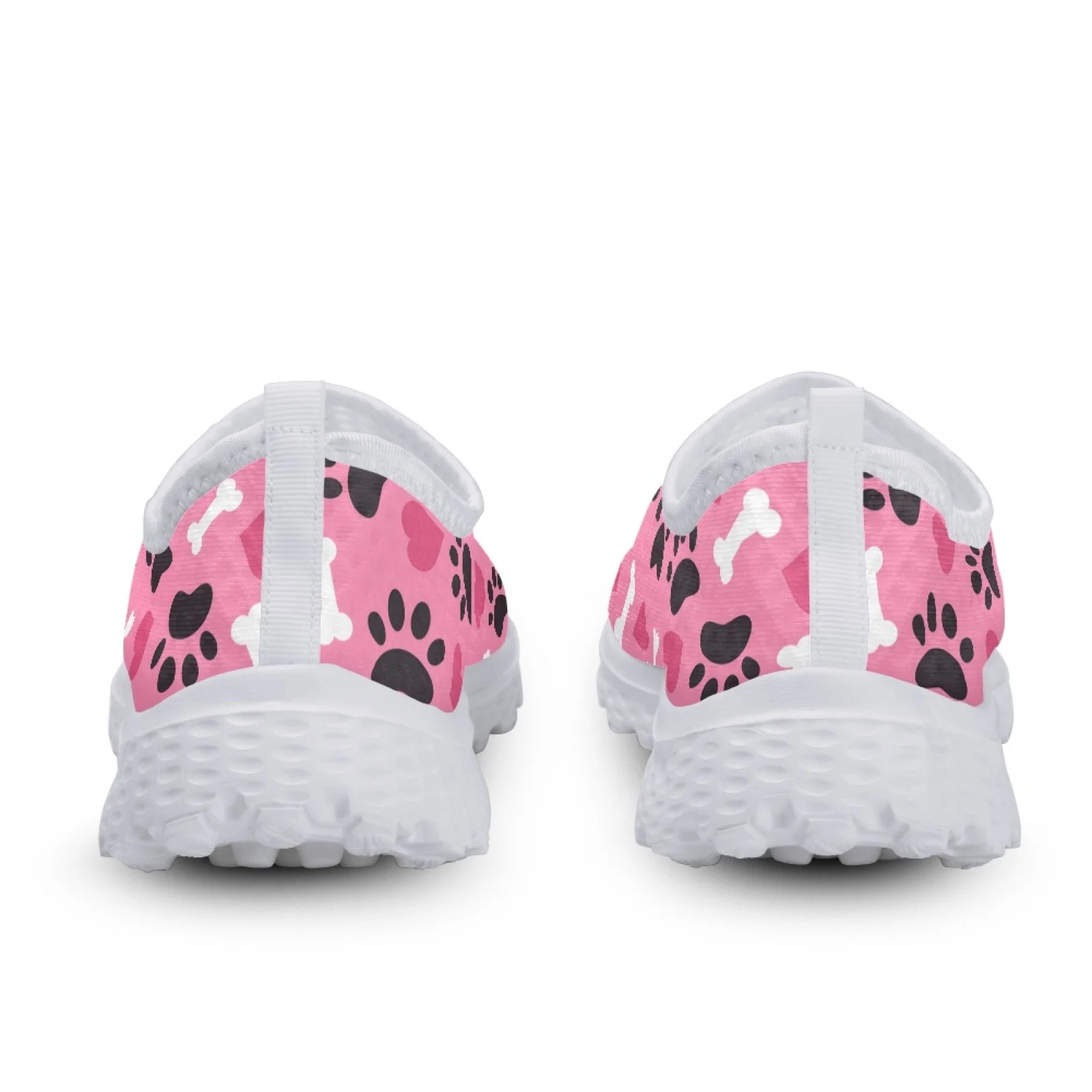 INSTANTARTS Pink Dog Paw Love Print Loafers Woman Summer Air Mesh Flats Girl Lightweight Breathable Slip On Sneakers Women