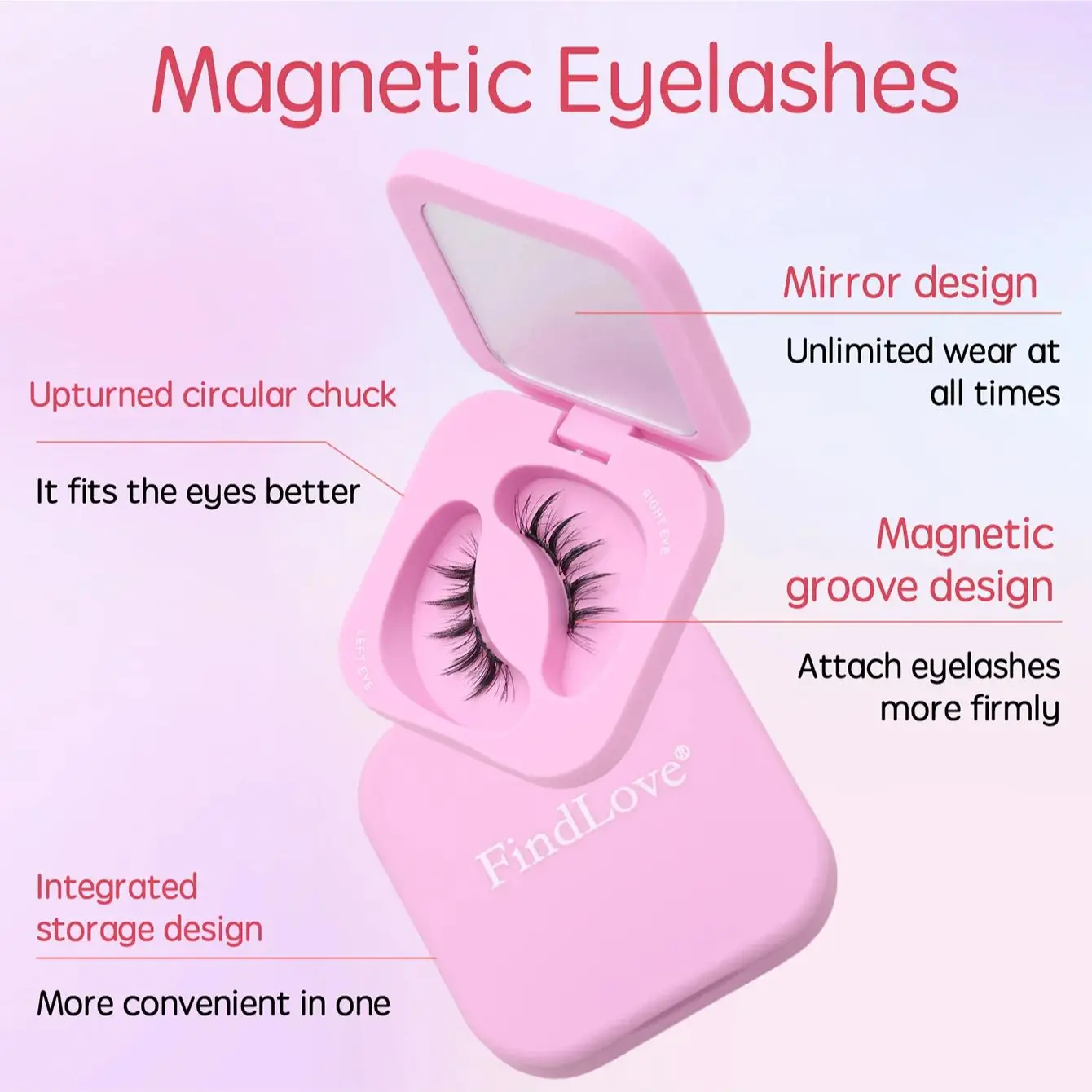 FindLove Soft Magnetic Lashes Reusable Magnetic Eyelash Extension Set With Wearing Clip Eyelash Styling Gel Natural Soft Lashes