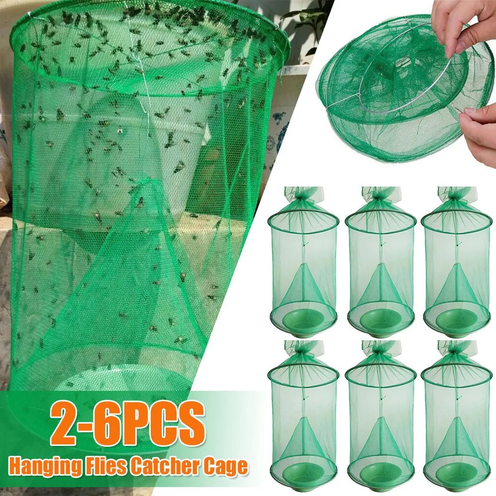 Hanging Flies Net Traps Reusable Folding Flies Flytrap Cages Practical Insects Traps Control Tool for Household Garden