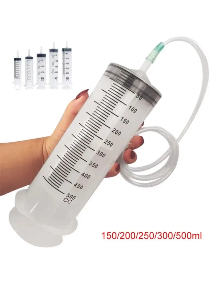 1 szt. 150ml-500ml Duża Pojemność Strzykawka Strzykawki Wielokrotnego Użytku Pompa Pomiarowa 1.3m Rurka Karmienie Tuszem Duża Strzykawka Hydroponika Odżywka — zdjęcie 2