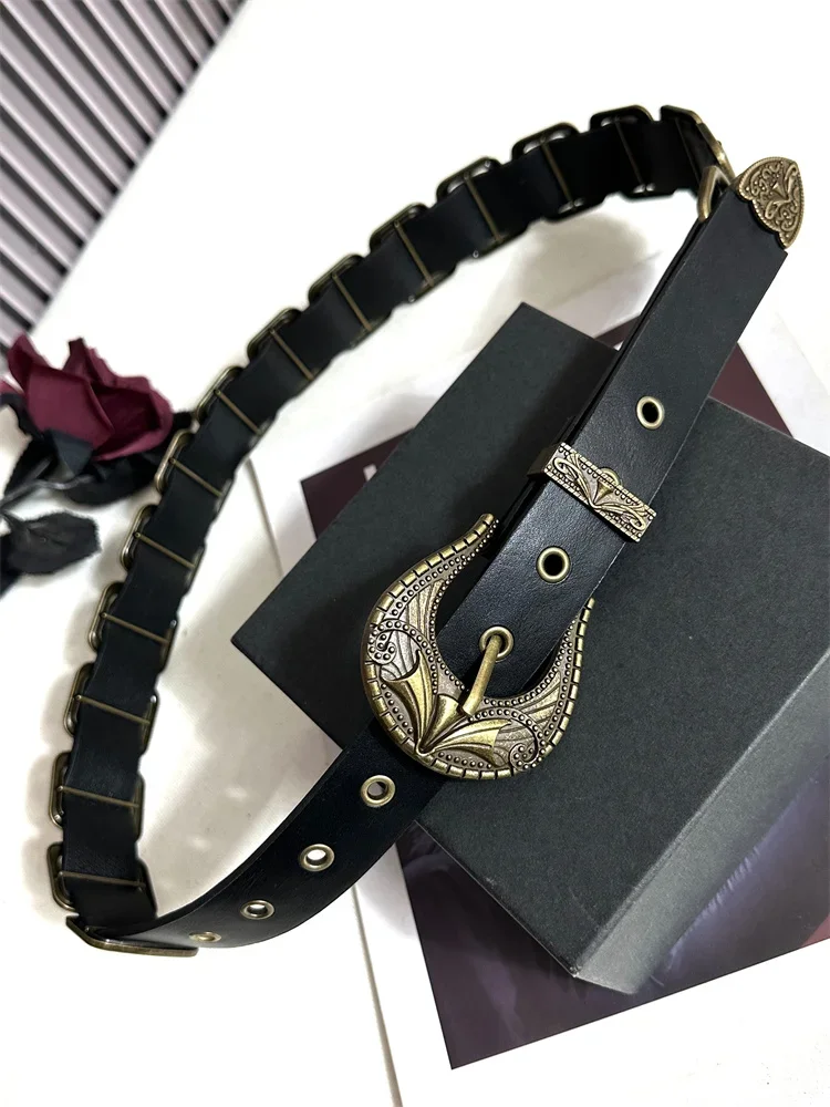 American Punk Style Pu Waist Belt Women Hip Hop Rivet Hole Adjustable Ceinture Homme Curving Buckle Jeans Strap Belts Cinturón