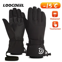 LOOGDEEL-Guantes Térmicos para Snowboard y nieve para hombre y mujer, manoplas impermeables con función de pantalla táctil, a prueba de viento, de felpa, para esquí