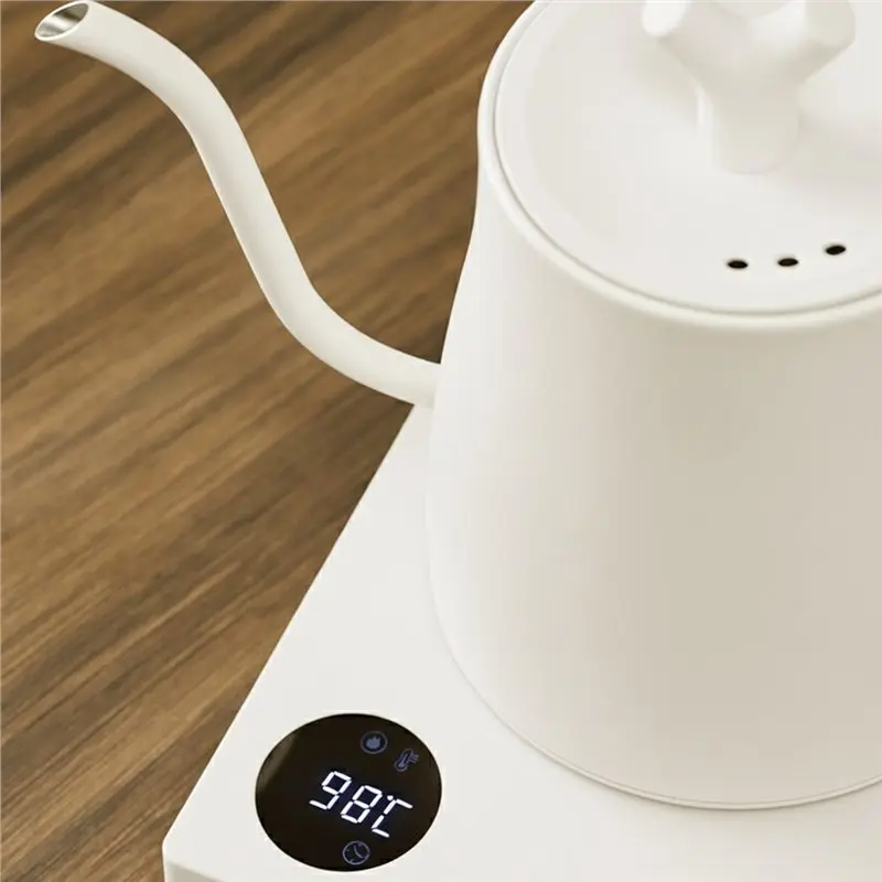 ABZA-For Tea Coffee Pot Electric Gooseneck Kettle 1000Ml 304 Stainless Steel Intelligent Temperature Control LED Display EU Plug