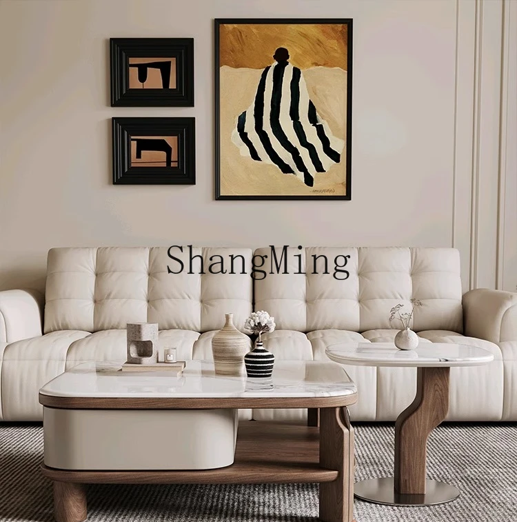 FG medieval microcrystalline stone square coffee light luxury living room household rotatable belt storage combination