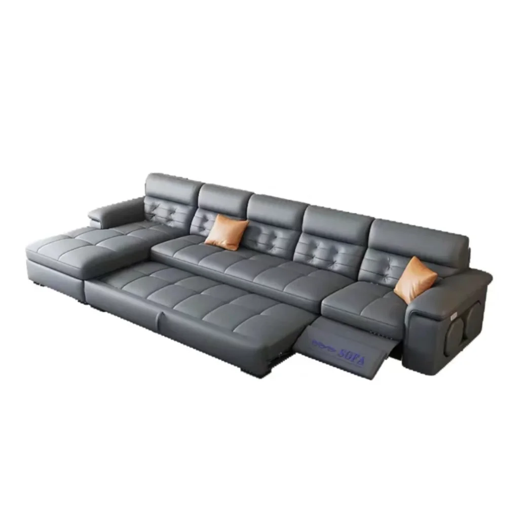 

#Customized Modern Space Saving Storage Real Leather Reclining Smart Sofa Multi Purposes Living Room Furniture Set Sofas
