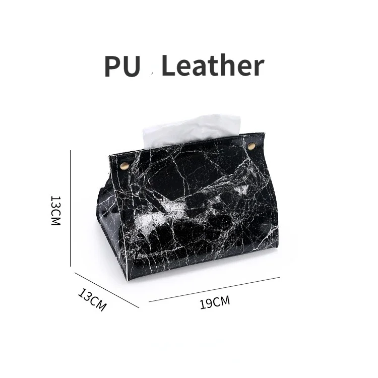 Tissue Case Box Container PU Leather Marble Pattern Napkin Holder Tissue Box Papers Bag Cosmetic Box Case Pouch Organizer