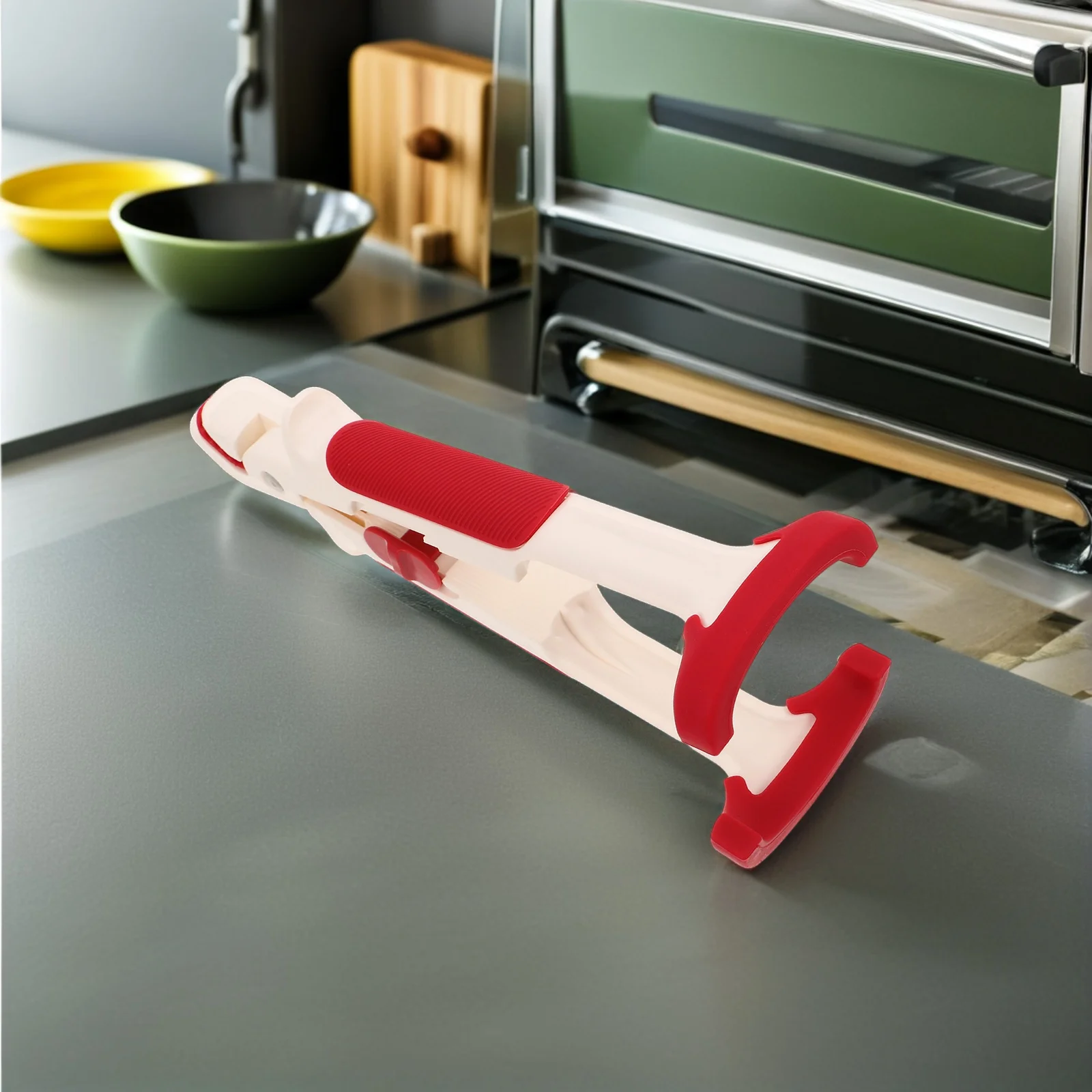 

Dual Silicone Claw Bowl Gripper Tongs Heat Resistant Kitchen Tool Anti Scald Dish Holder Clip Red Silicone Pads Space Saving