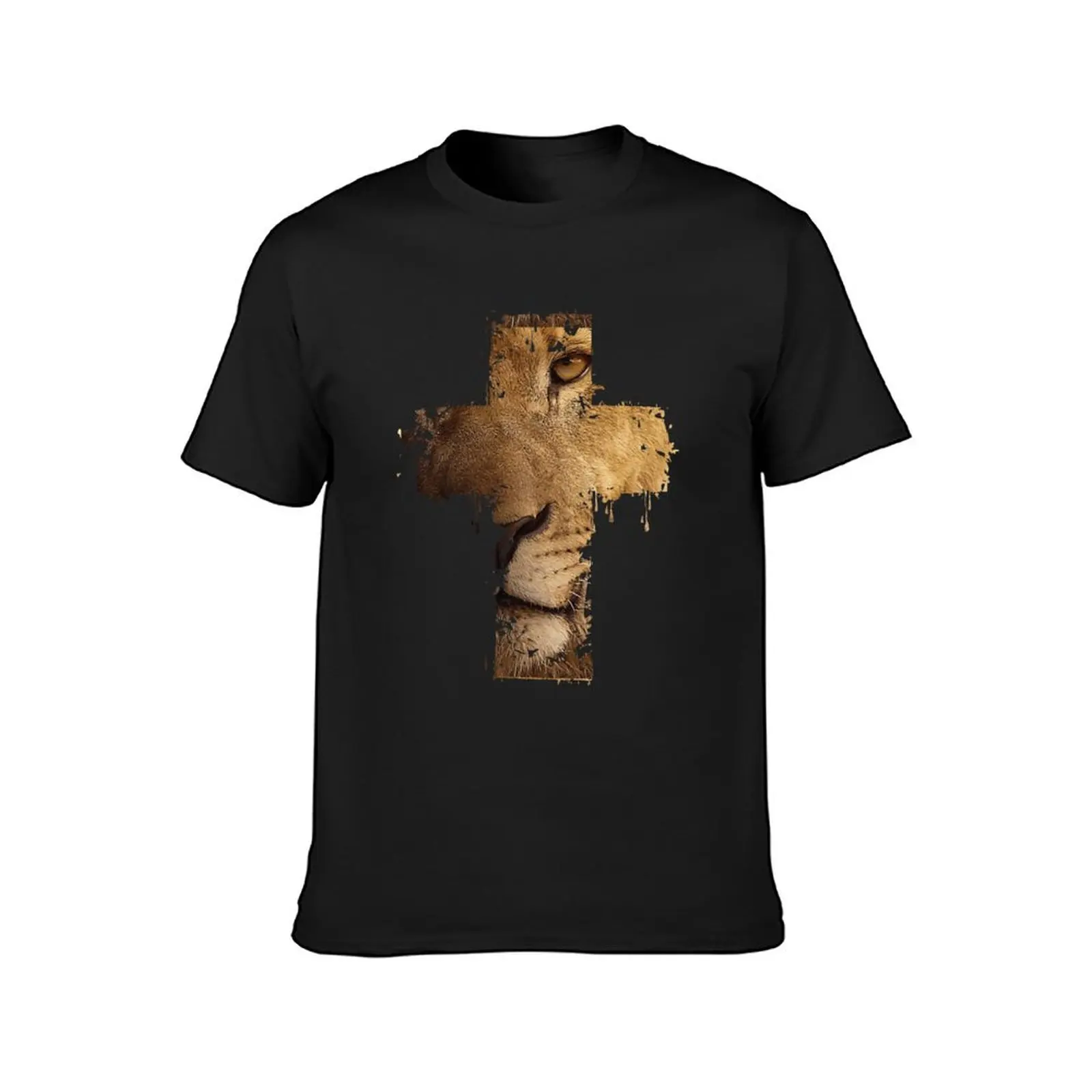 Löwe Kreuz Christian T-Shirt süße Kleidung schwitzen Männer T-Shirts