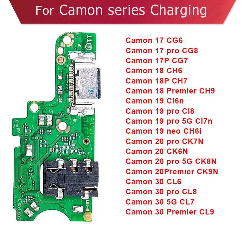 

For Tecno Camon 17 CG6 CG7 CG8 Camon 18 CH6 CH7 CH9 Camon 19 ci6 ci8 ci7nCamon 20 ck6 ck7 Camon 30 USB Dock Charging Board Flex