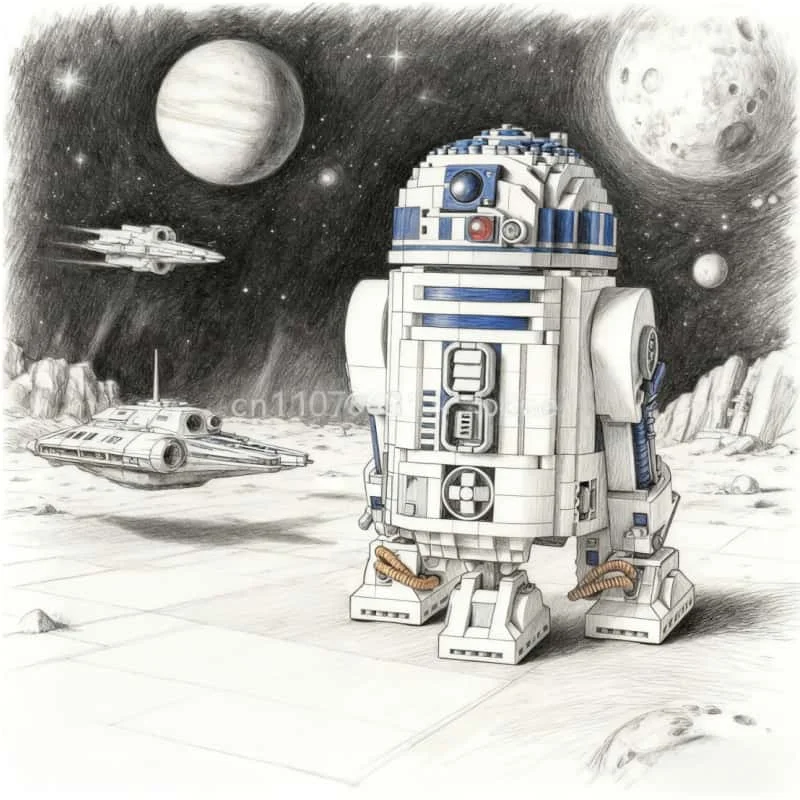 2314 Uds. Robot espacial de bloques de construcción R2D2 modelo de muñeca DIY máquina de bloques de construcción juguetes para niños regalos de navidad