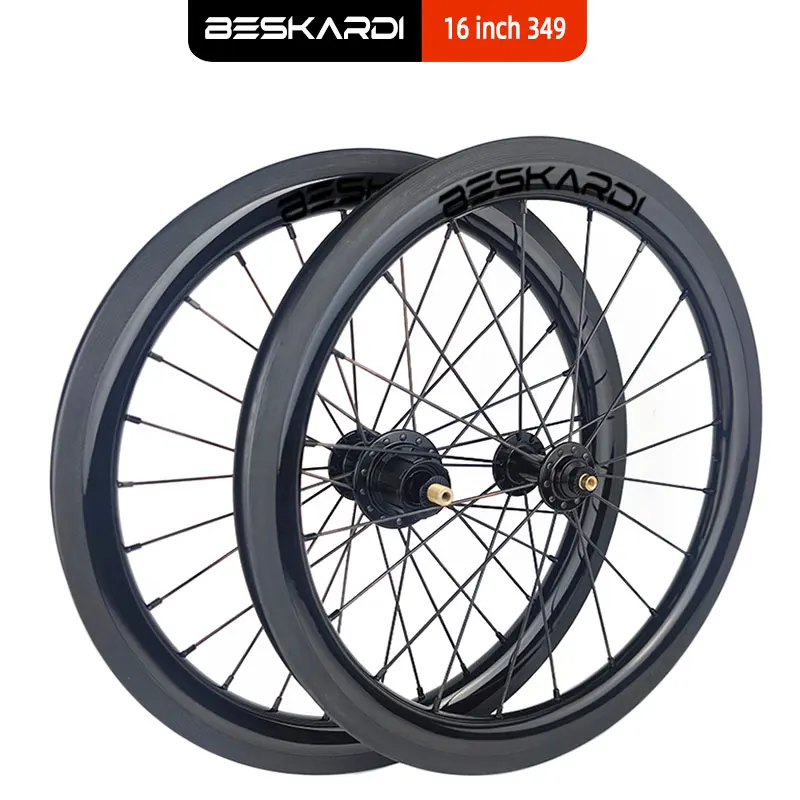 16 Inch 349 5 7 Speed Carbon Wheelset 74/112mm Spoke Build Wheel 16\'\' Rim Brake  T700 T800 Beskardi For Brompton 3sixty Fohn