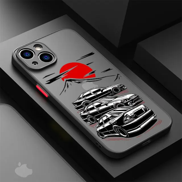 Japanische JDM Drift Car Red Sun Hülle für iPhone XR 8 Plus XS X 7 6S SE 14 Pro Max 12 Mini 11 Pro 15 13 6 XS Max 12 Pro Cover TPU