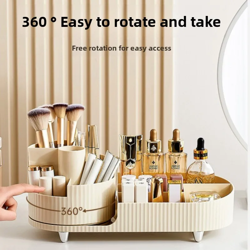 

Вращающийся косметический органайзер, большой настольный вращающийся держатель для карандашей, кисти для макияжа, губная помада, пудры, косметичка
